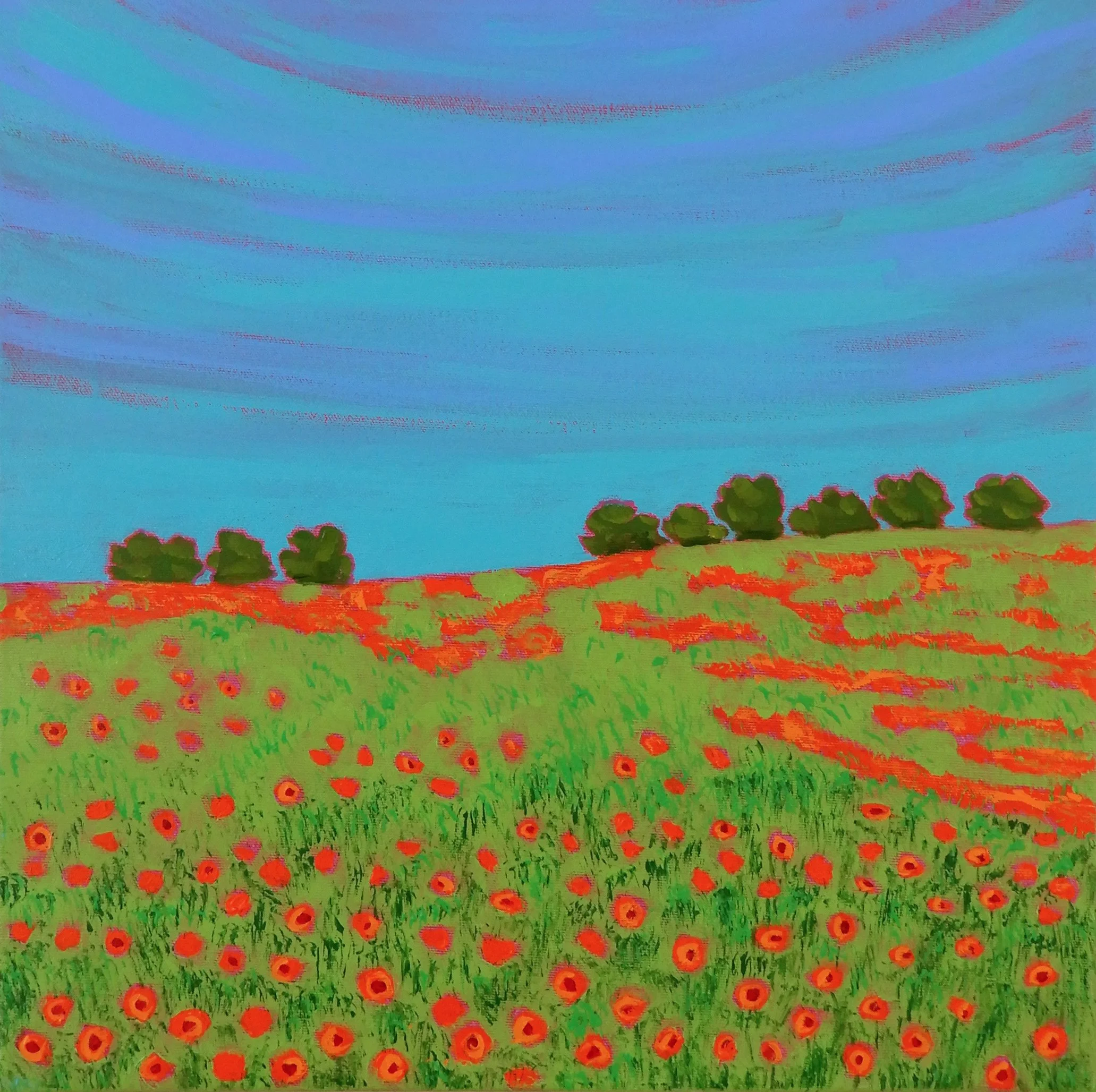 california superbloom painting, poppy superbloom, framed poppy
